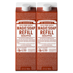Dr. Bronner's Jabón de Castilla eucalipto: botella visible para limpieza suave