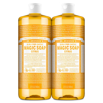 Dr. Bronner’s jabon liquido citrico, dos paquetes, limpieza diaria suave y efectiva