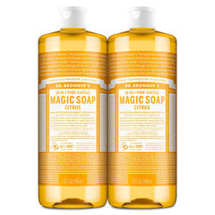Dr. Bronner’s jabon liquido citrico, dos paquetes, limpieza diaria suave y efectiva