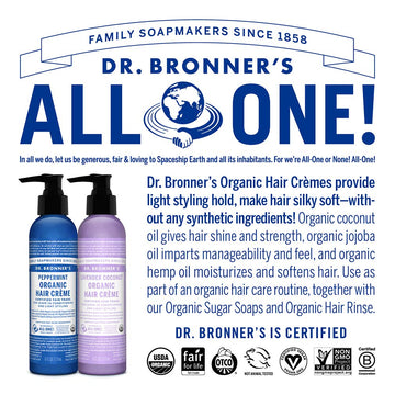 Dr. Bronner's crema cabello brillo suave para acabado natural