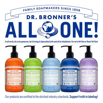 Dr. Bronner's envase 100% post-consumo para reducir residuos.