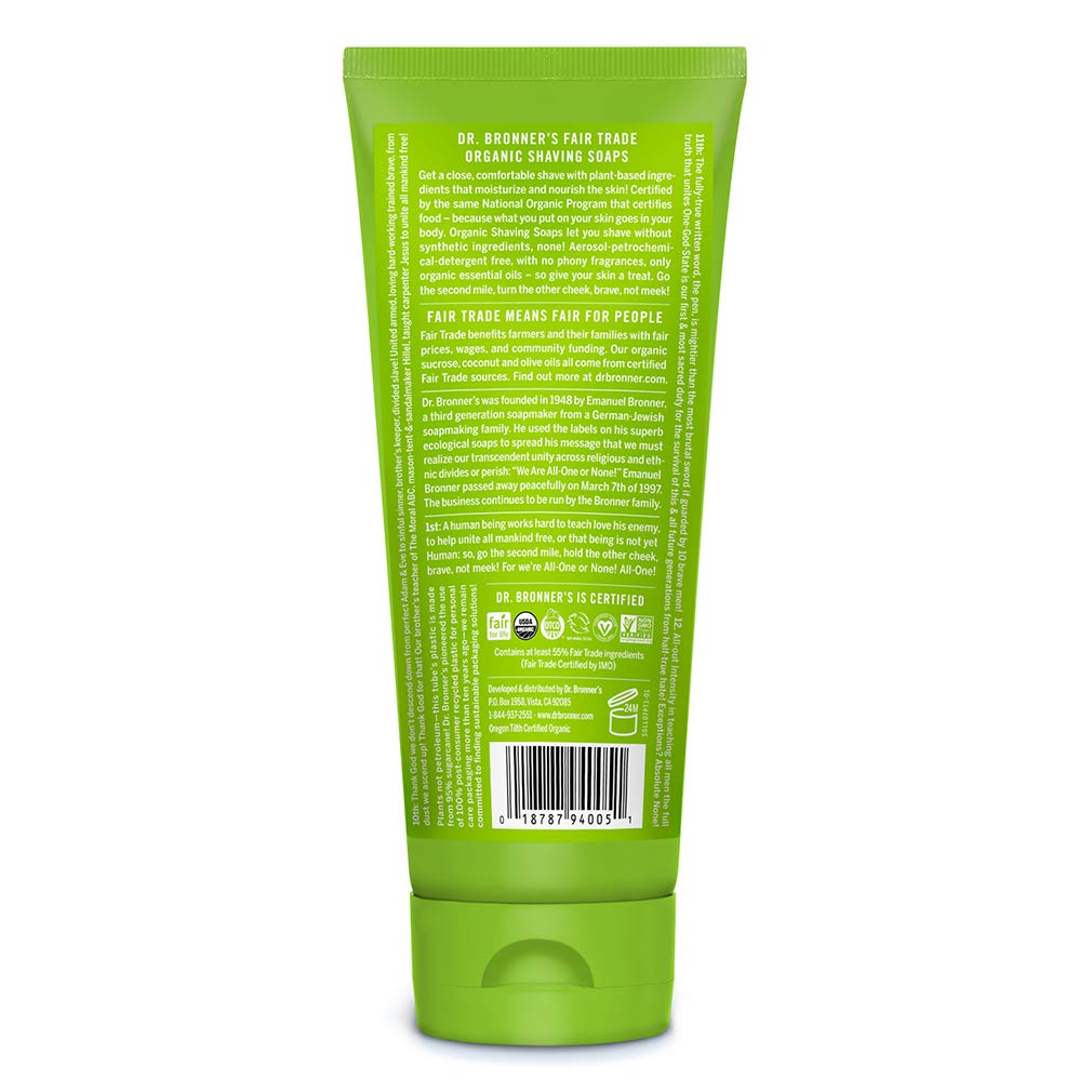 Dr. Bronner's Espuma de afeitado cremosa para un corte cercano.