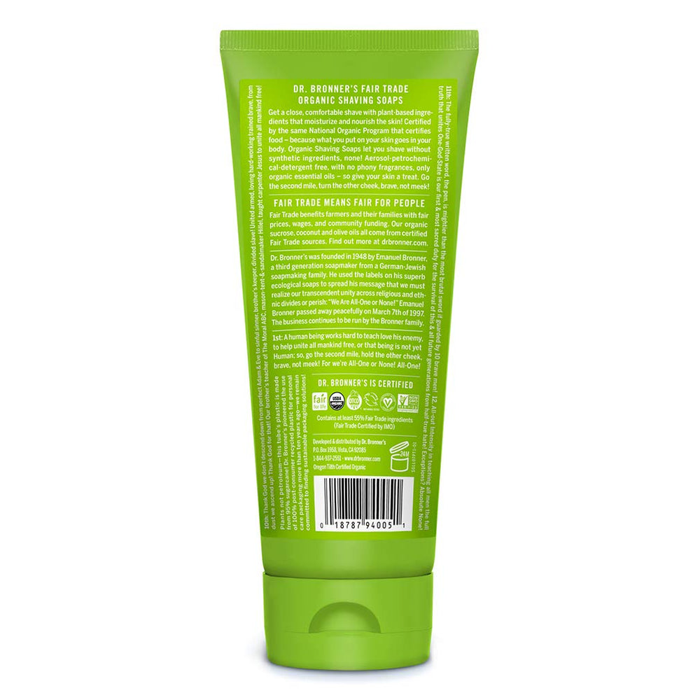 Dr. Bronner's Espuma de afeitado cremosa para un corte cercano.