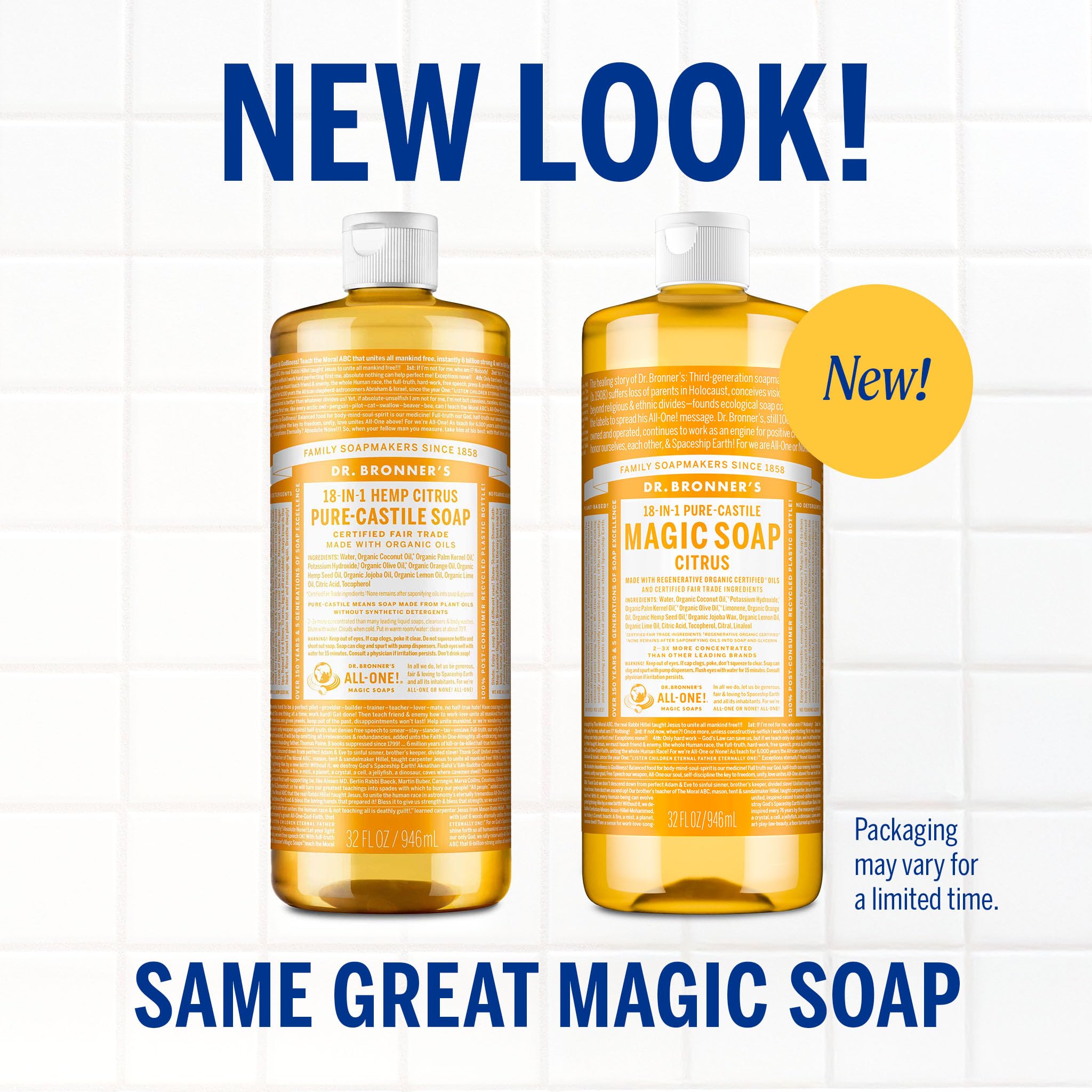 Dr. Bronner’s espuma cremosa jabon liquido citrico, enjuague suave para la piel