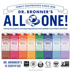 Dr. Bronner's Lavanda, ingredientes orgánicos certificados y ética de comercio justo.