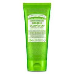 Dr. Bronner's Jabón de afeitar limón, volcado de botella, espuma suave para piel sensible.