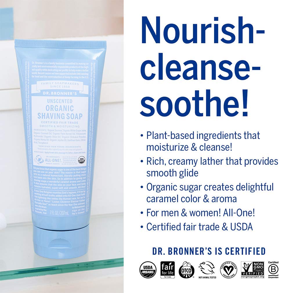 Dr. Bronner's Jabón Orgánico Shikakai Polvo: hidratación suave durante el afeitado.