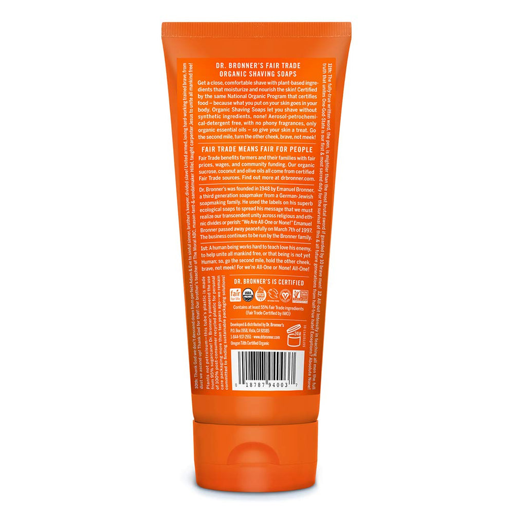 Dr. Bronner's jabon afeitar organico, espuma cremosa para deslizamiento cómodo.