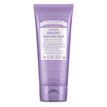 Dr. Bronner's jabón de afeitar orgánico lavanda, espuma cremosa para afeitado suave.