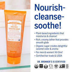 Dr. Bronner's jabon afeitar organico shikakai en polvo hidrata y limpia la piel.