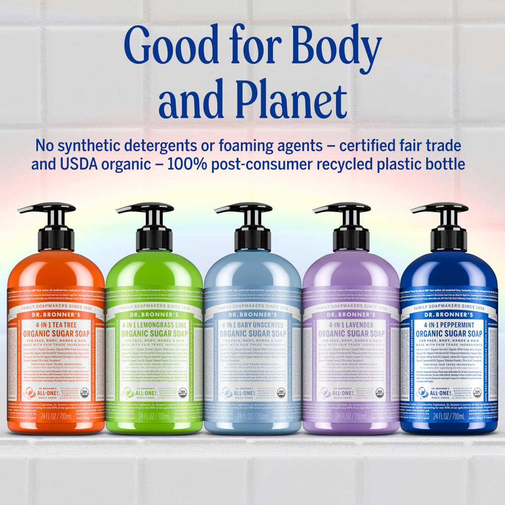 Uso en manos con Dr. Bronner's Jabón de Azúcar Orgánico.