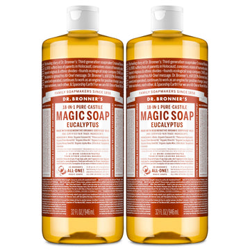 Jabón de castile Dr. Bronner’s con espuma rica y piel suave, aroma a eucalipto