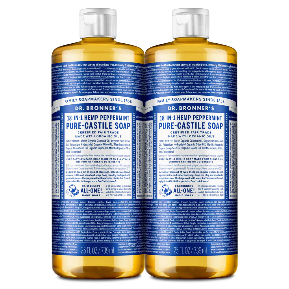 Dr. Bronner's Jabón de Castilla Puro Menta en botella 25 oz para usos múltiples