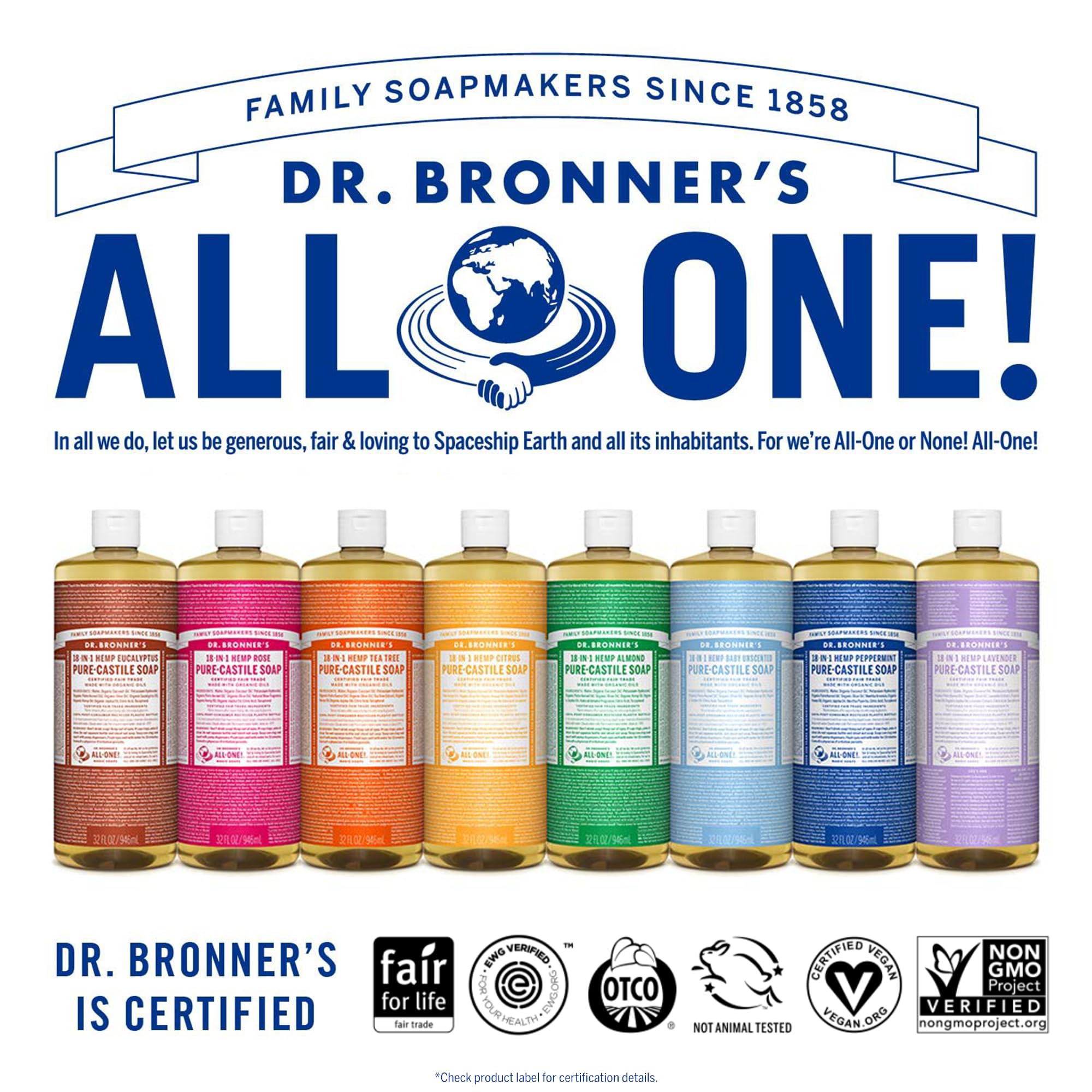 Dr. Bronner's Jabón de Castilla Menta para cuidado de mascotas