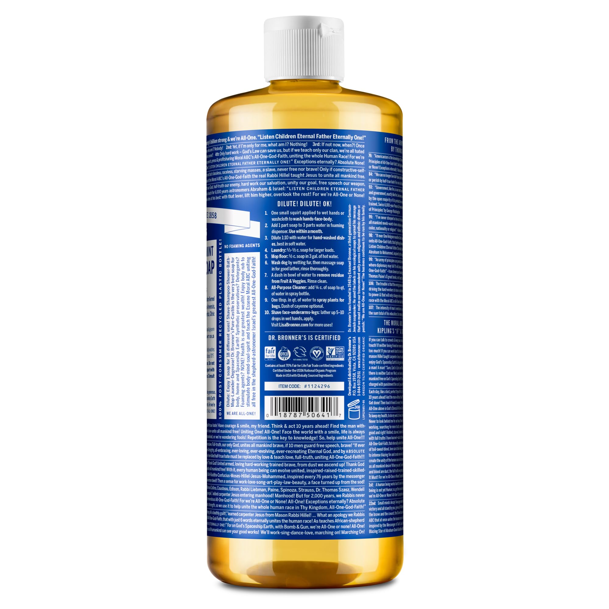 Espuma suave de menta para cuidado facial y corporal con Dr. Bronner's