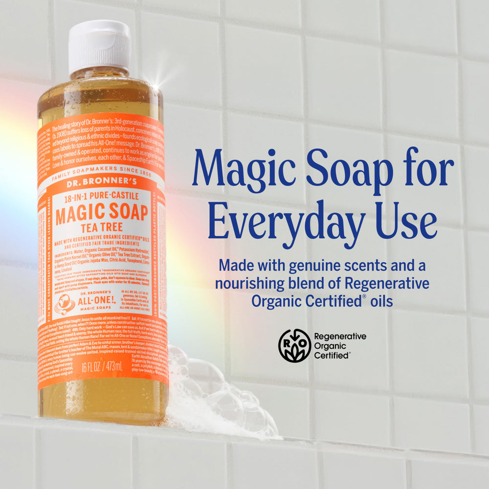 Dr. Bronner's jabón Castile árbol de té uso diario para piel y cabello