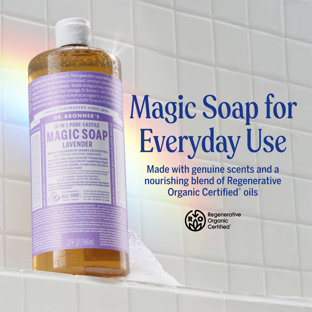 Dr. Bronner's Jabón líquido Castile Lavanda, cuerpo y baño con aroma natural