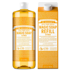 Dr. Bronner's Jabón Castile cítrico en botella para uso diario en cuerpo y rostro