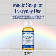 Jabón líquido Pure-Castile de Dr. Bronner’s, espuma rica para piel suave.