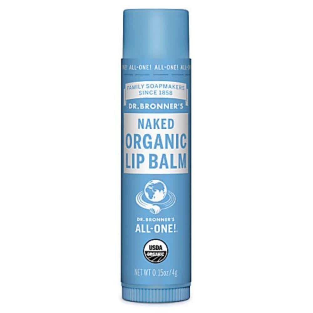 Dr. Bronner’s Labial desnudo sin sabor para hidratación suave diaria.