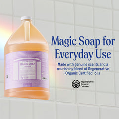 Dr. Bronner's Lavanda: espuma densa, perfecto para manos y cuerpo diario.