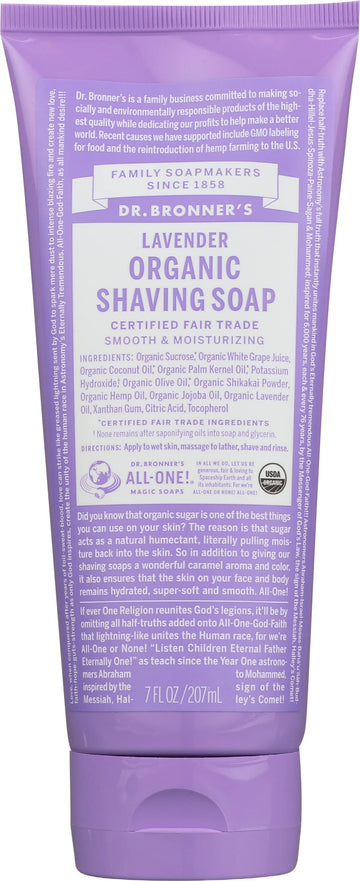 Dr. Bronner's jabón de afeitar orgánico de lavanda para piel suave e hidratada