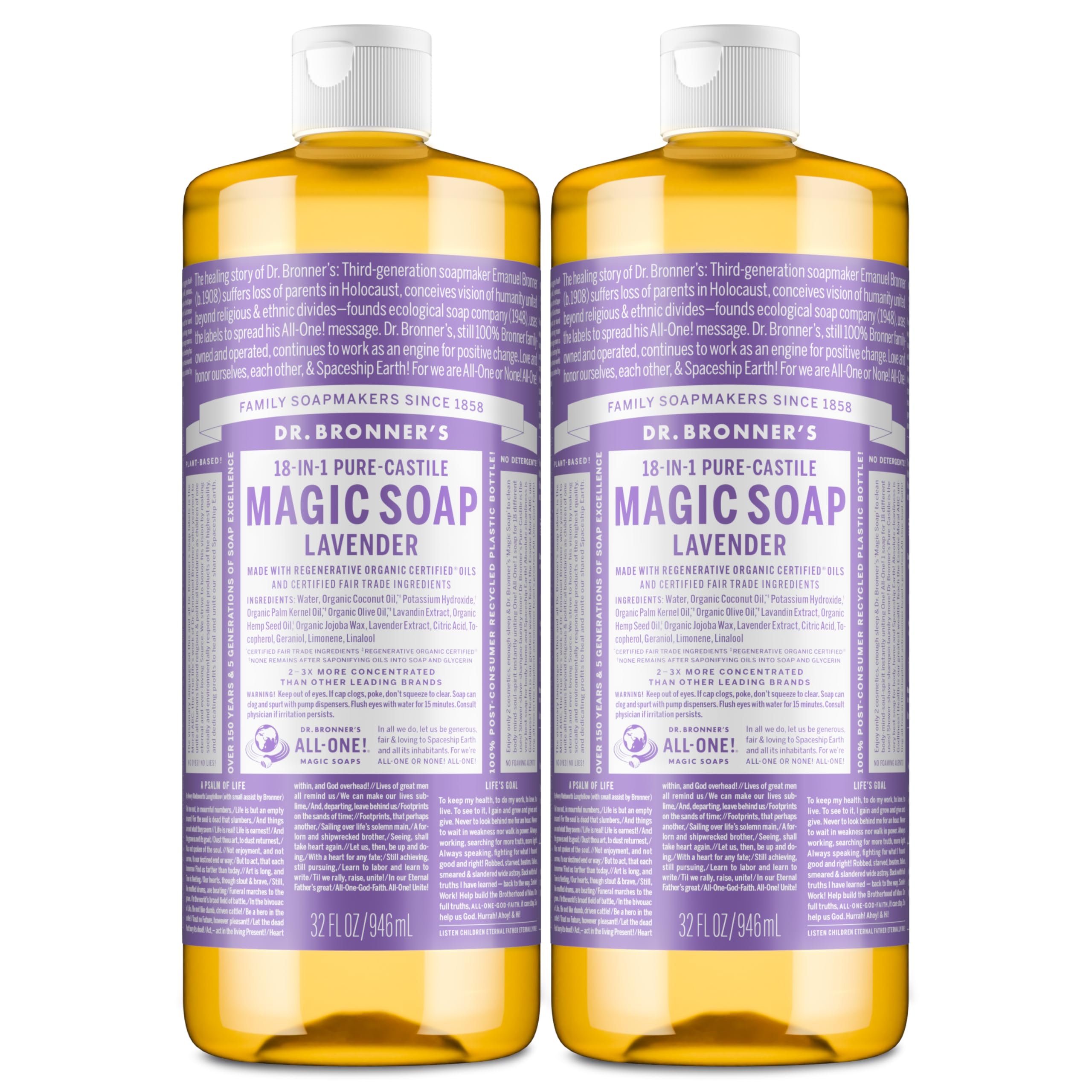 Dr. Bronner’s Lavande – bouteille-liquide: mousse dense pour peau douce.