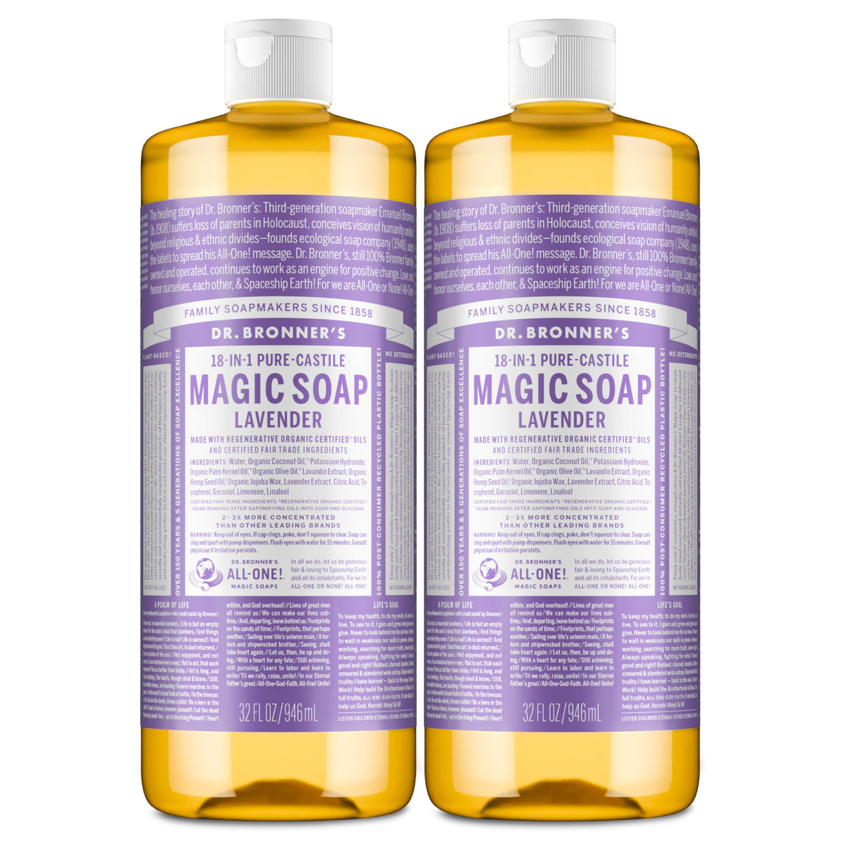 Dr. Bronner’s Lavande – bouteille-liquide: mousse dense pour peau douce.