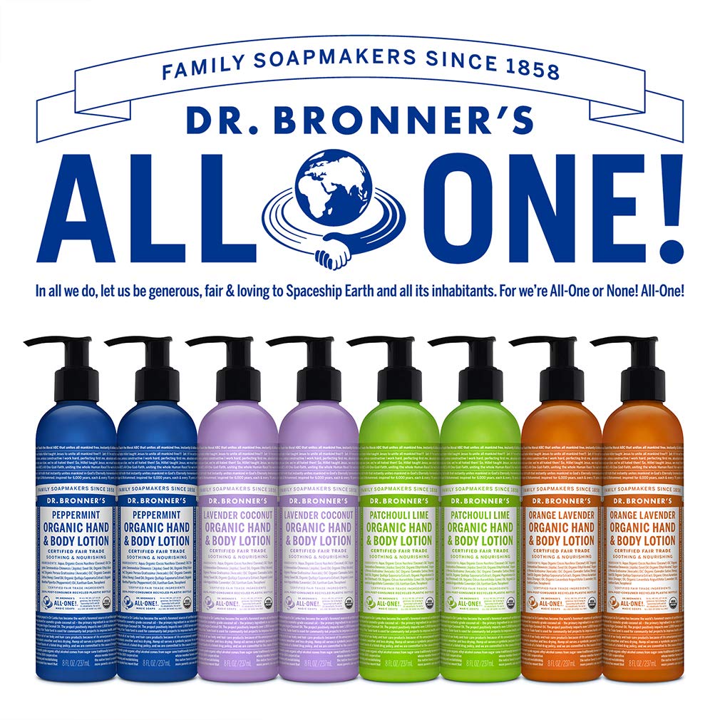 Dr. Bronner's Loción Orgánica Patchouli Lima, absorción rápida tras la ducha.