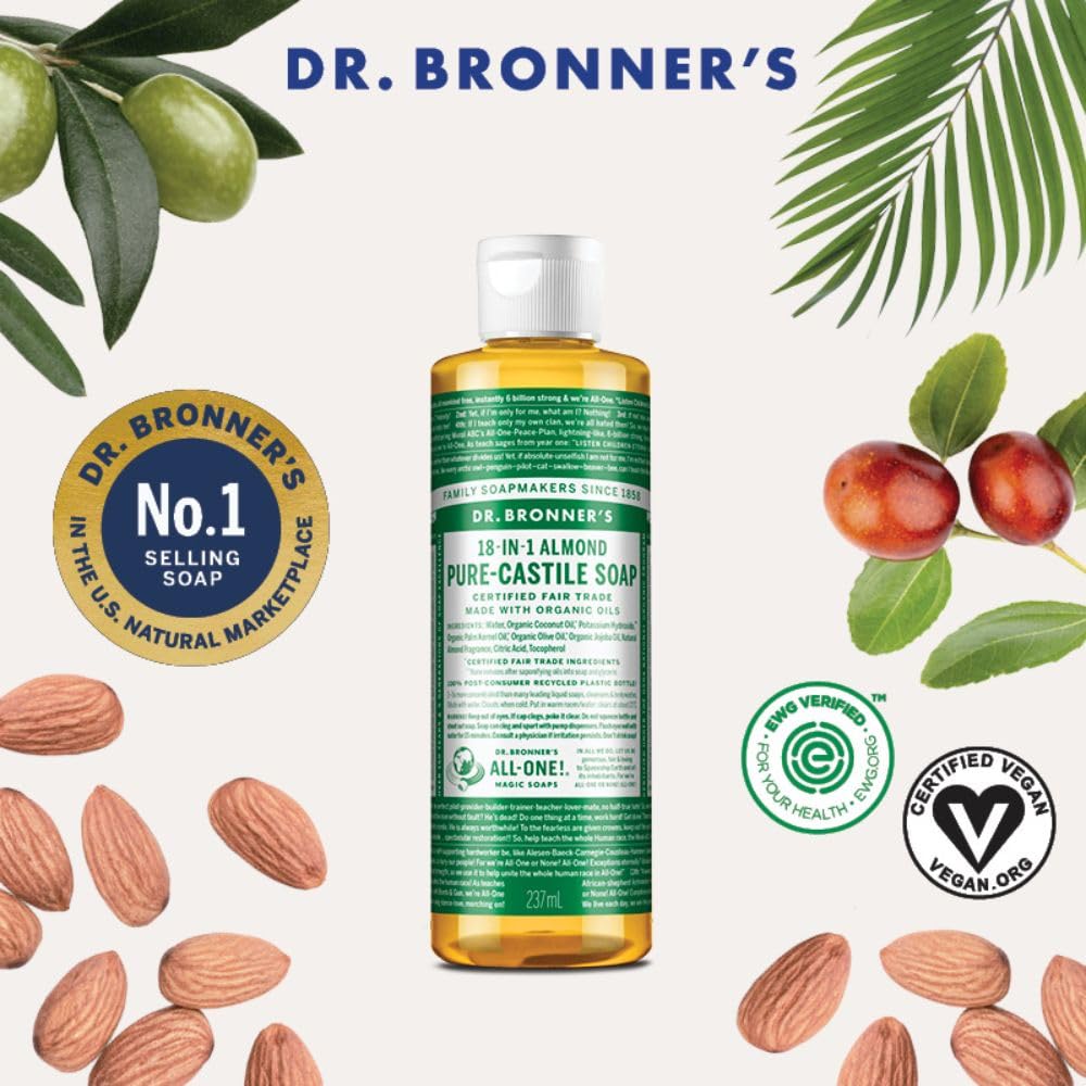 Dr. Bronner's organic oils close-up highlighting natural ingredients.