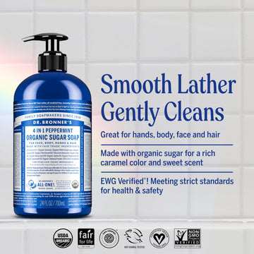 Dr. Bronner's Organic Sugar Soap lavanda, espuma rica para ducha diaria.