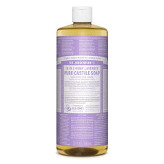 Dr. Bronner's Pure-Castile Lavanda: botella 32 oz para lavado de manos y limpieza general.