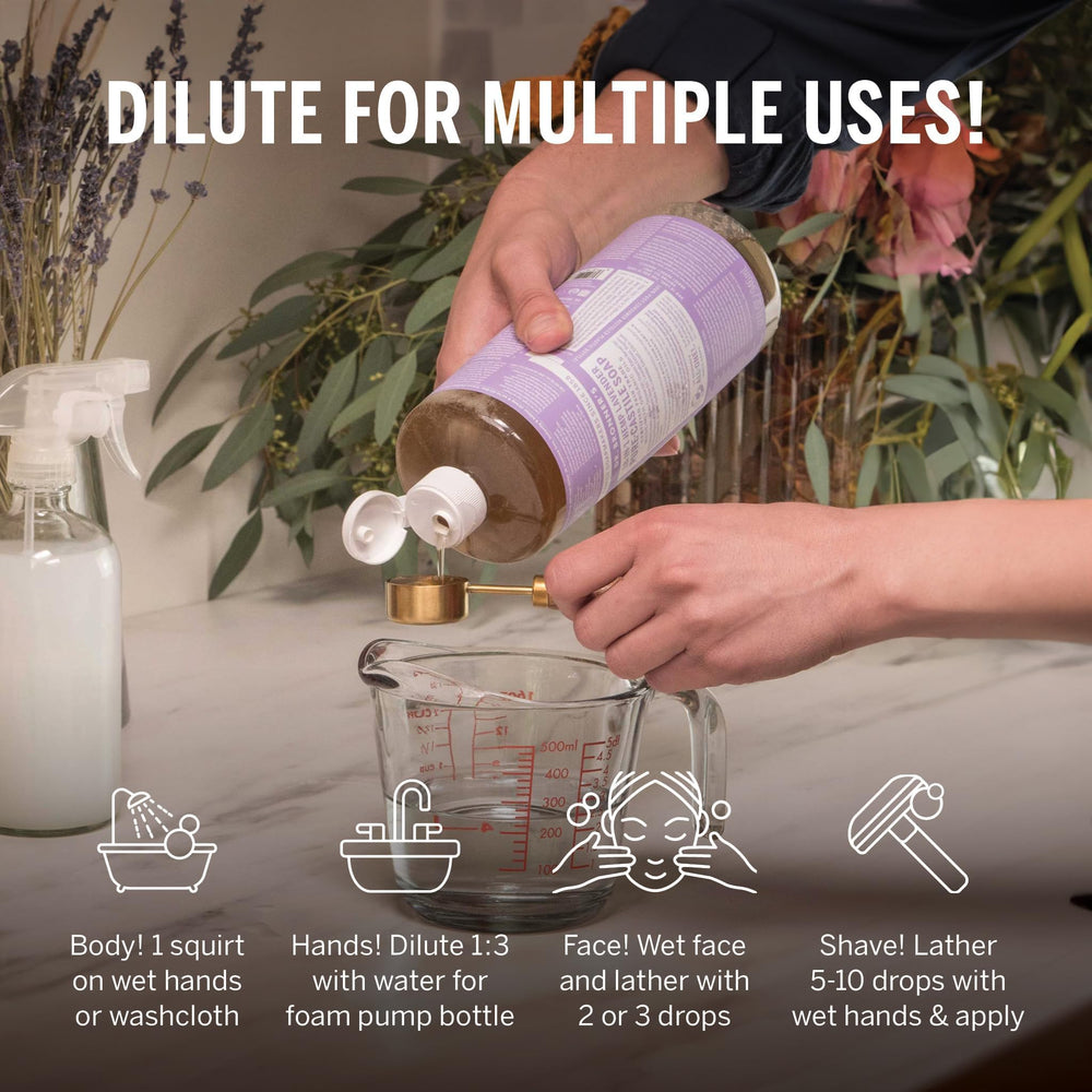 Dr. Bronner's Lavanda: cuidado del cabello con jabón multiuso suave.