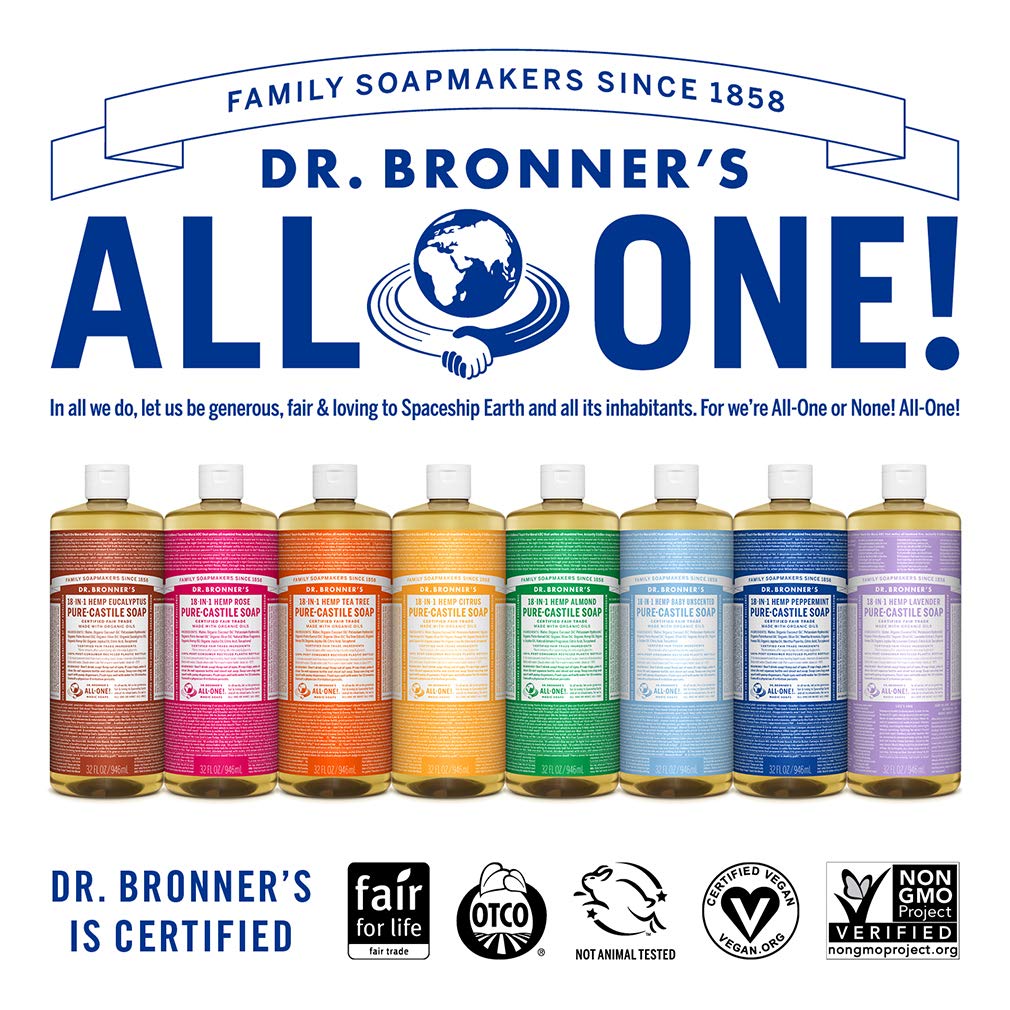 Dr. Bronner's Pure-Castile Menta, envase reciclado post-consumo