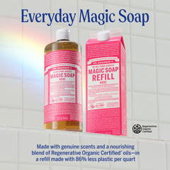 Dr. Bronner's Rose castile lather close-up on skin.