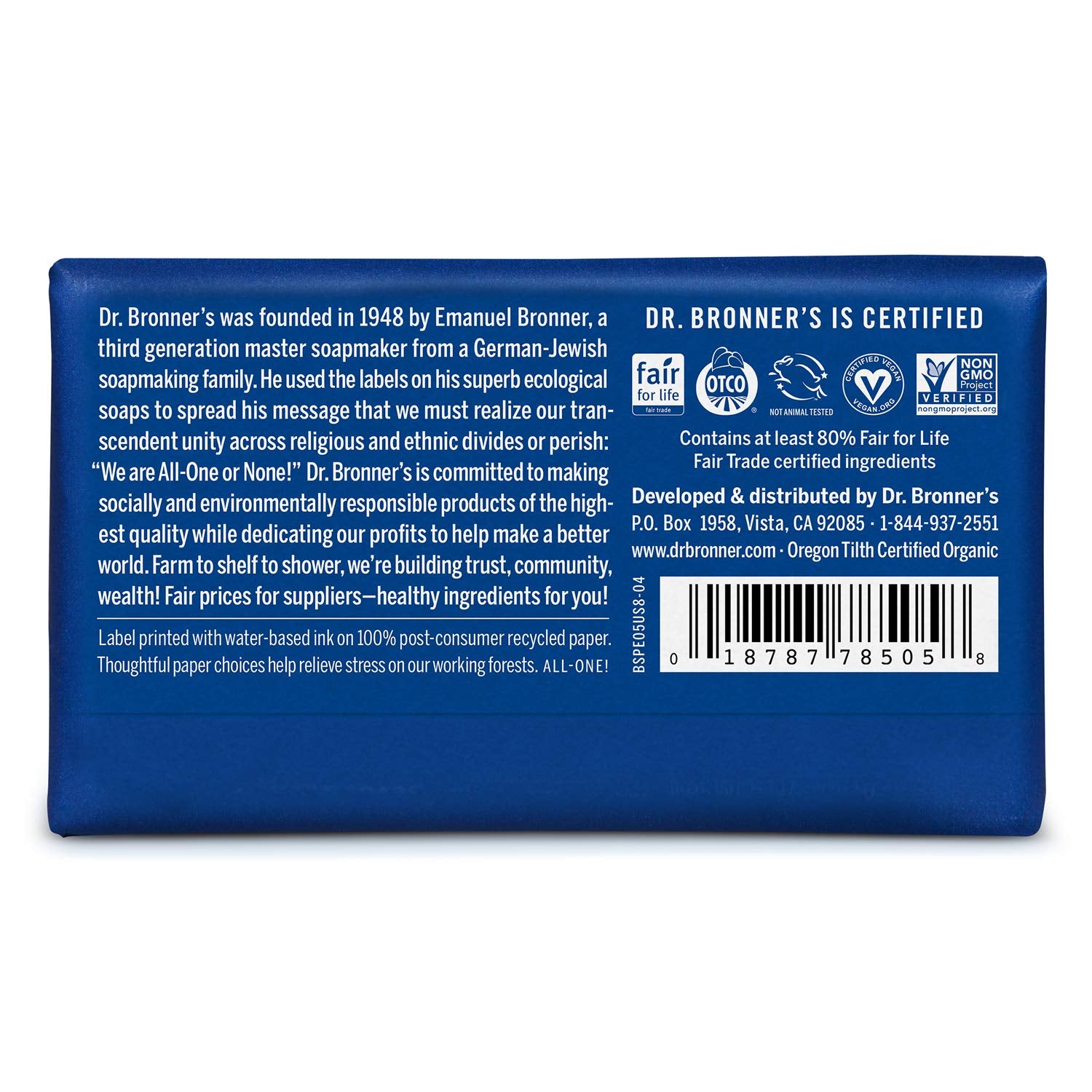 Dr. Bronner's barra mentolada con empaque reciclado destacado como opción sostenible