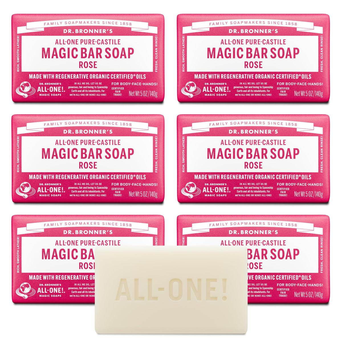 Dr. Bronner's barre rose 5oz: mousse riche pour visage et corps