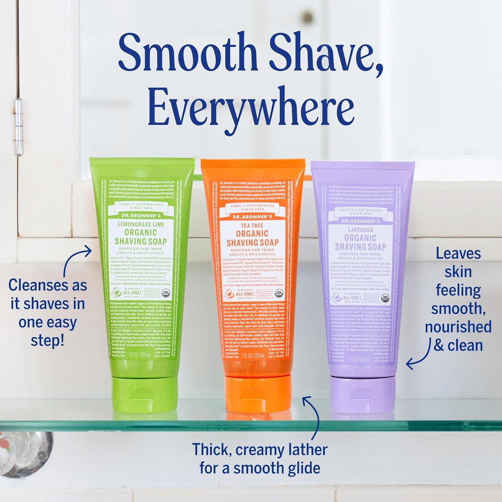Dr. Bronner's Savon rasage Citronnelle 7oz — parfum vivifiant et hydratant.