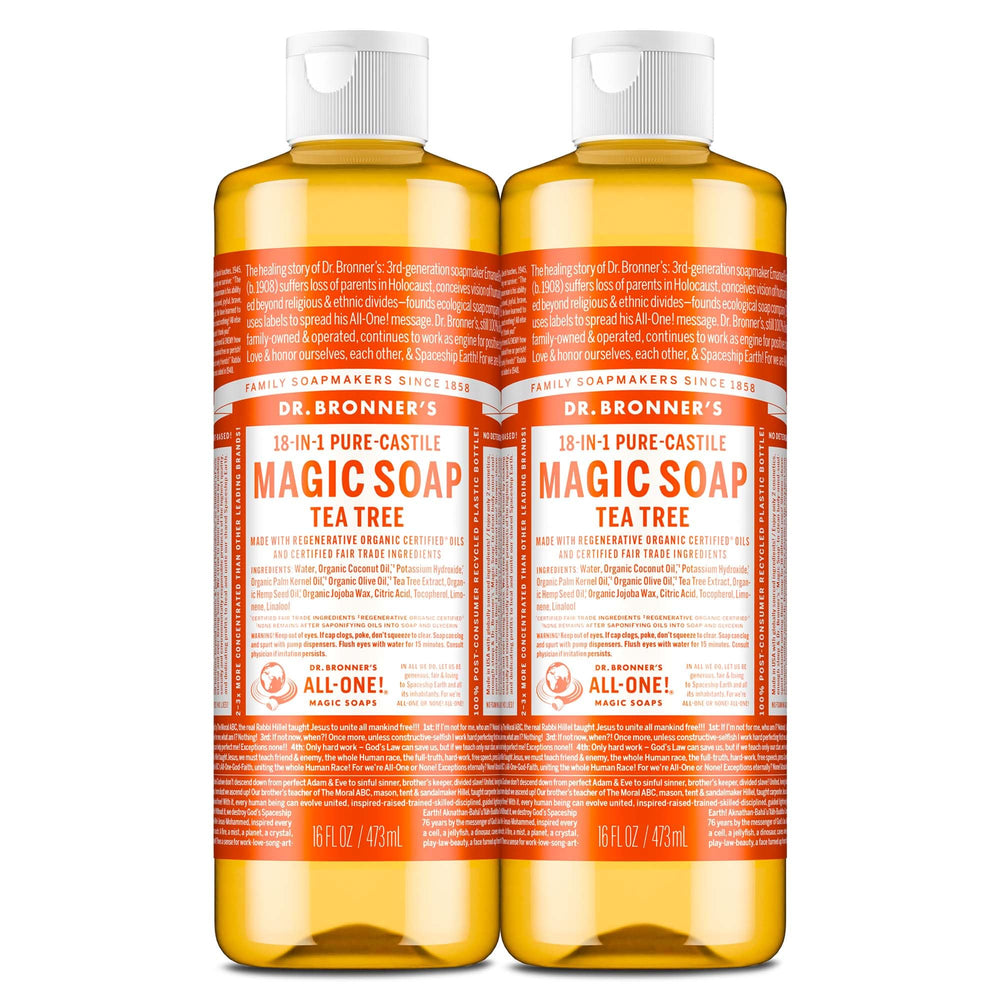 Dr. Bronner's Tea Tree jabón líquido en botella 2pack, limpieza suave diaria