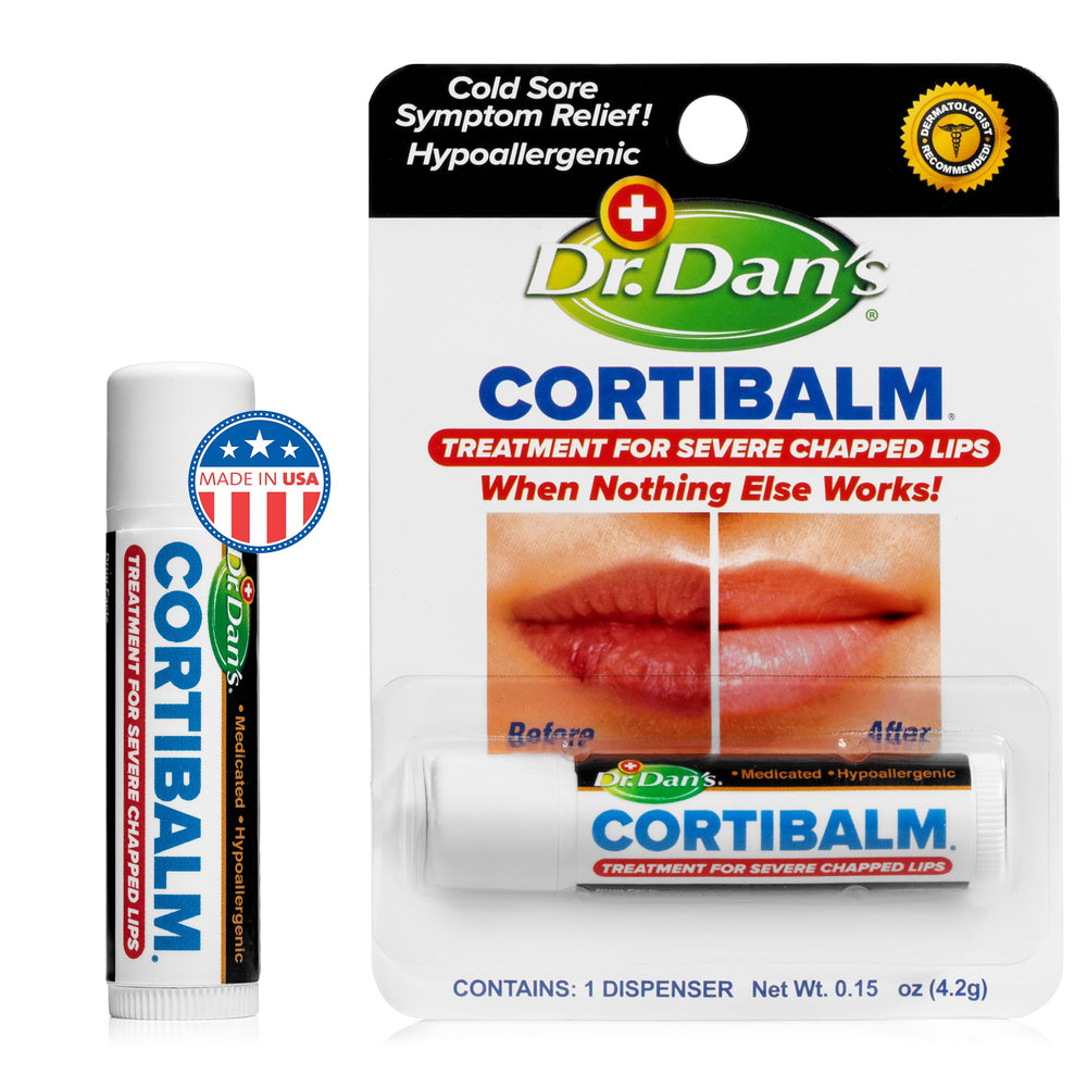 Cuidado en clima frío para labios secos con Cortibalm.