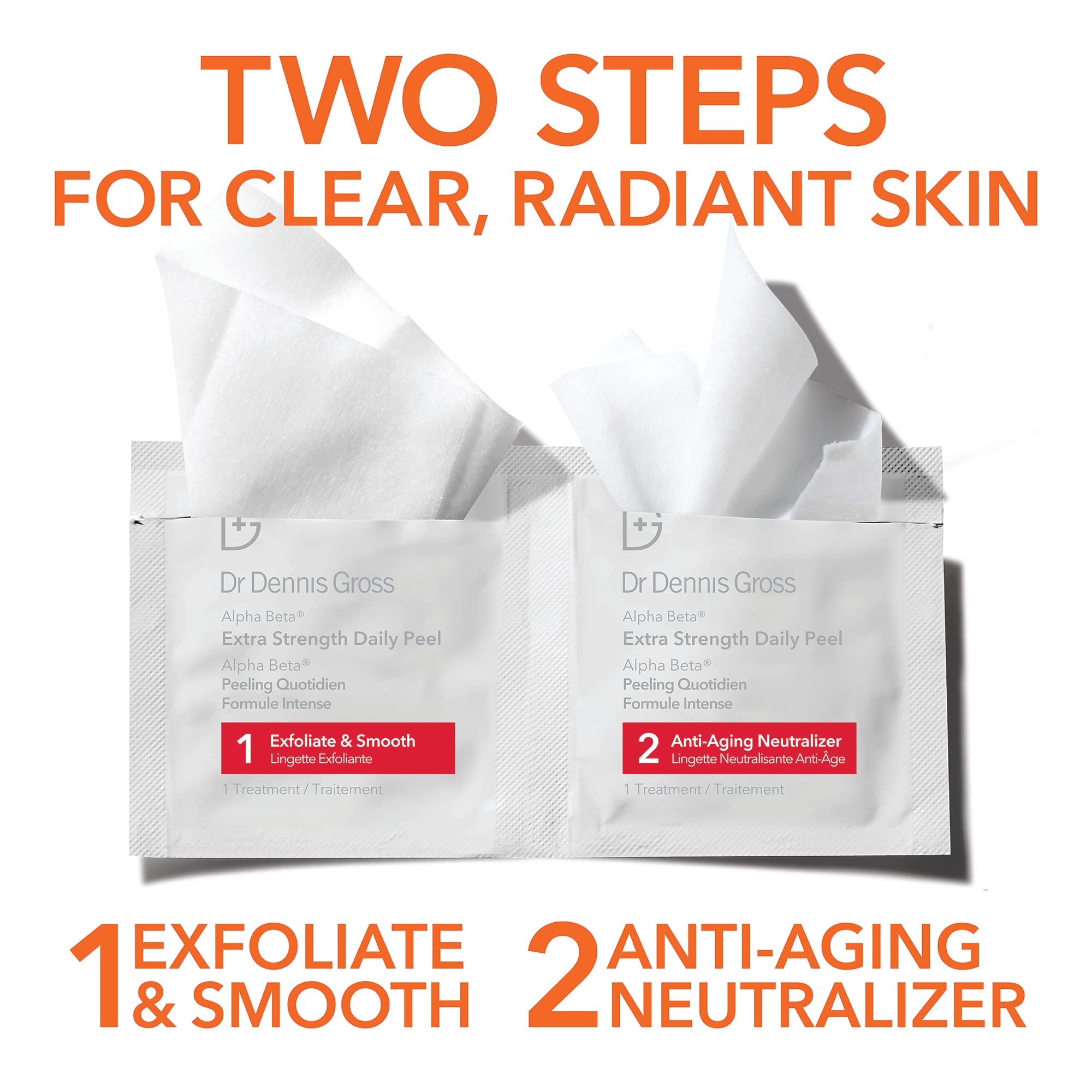 Dr. Dennis Gross Alpha Beta Daily Peel: empaque frontal para almacenamiento práctico