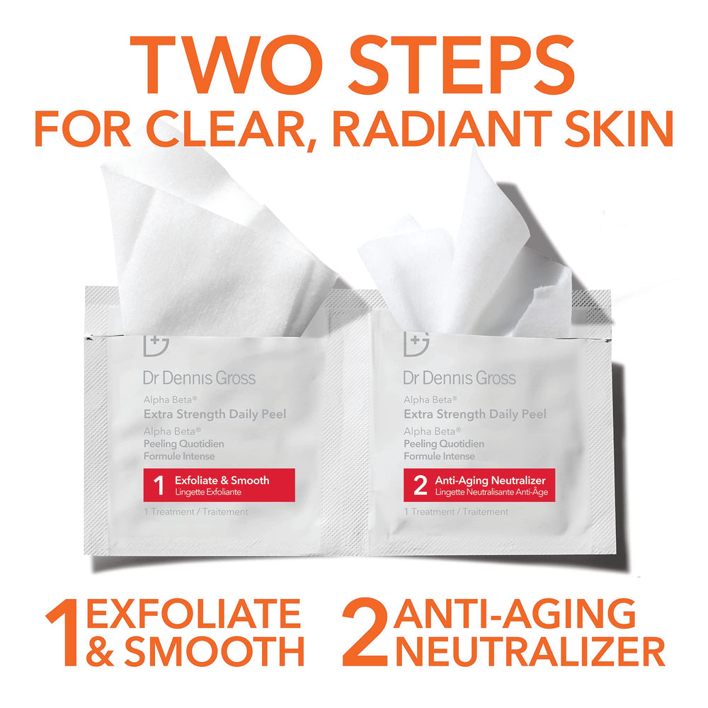 Dr. Dennis Gross Alpha Beta Daily Peel: empaque frontal para almacenamiento práctico