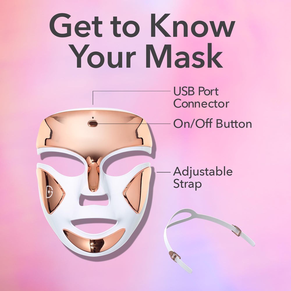 Dr. Dennis Gross DRx SpectraLite FaceWare Pro, frontal con diodos rojos para piel luminosa.