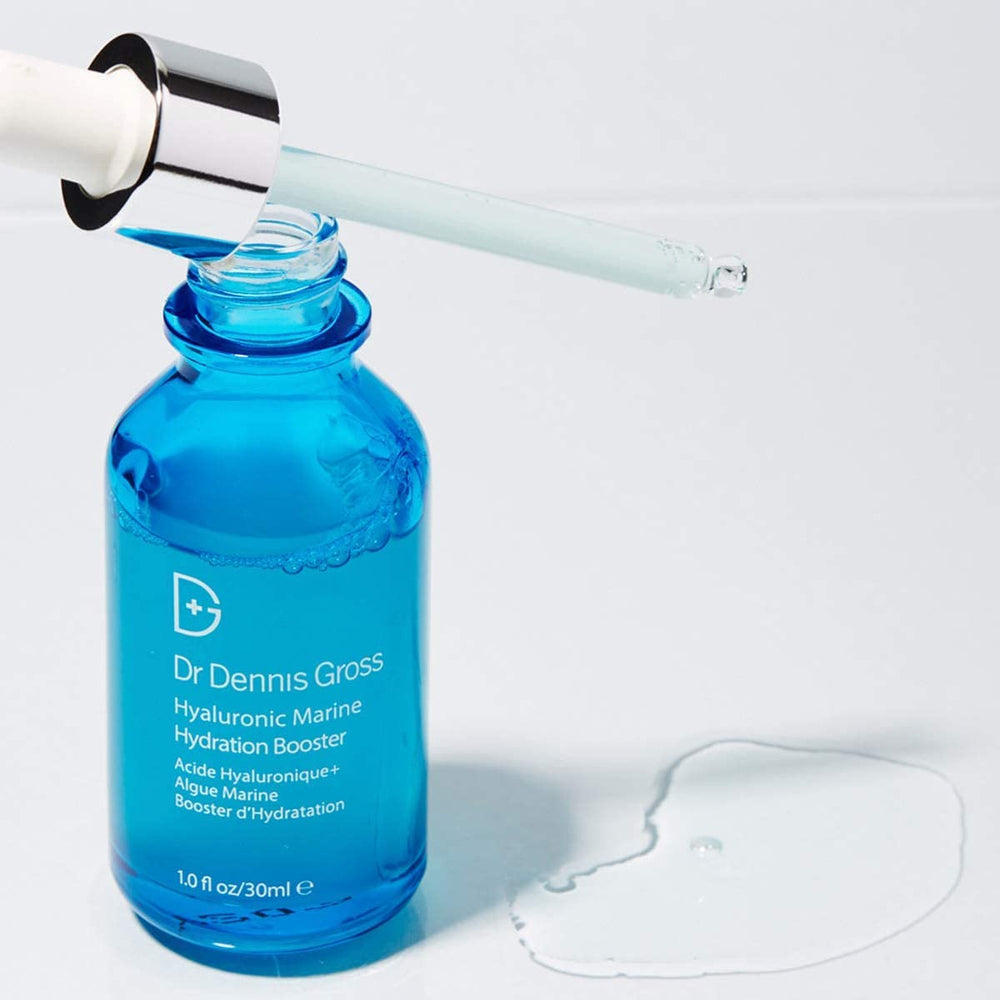 Dr Dennis Gross Hyaluronic Marine Hydration Booster — extrait de pastèque offre hydratation et fraîcheur.