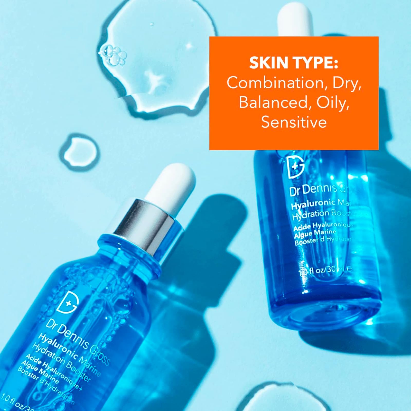 Dr Dennis Gross Hyaluronic Marine Hydration Booster — ingrédients algues marines hydratants pour la peau.