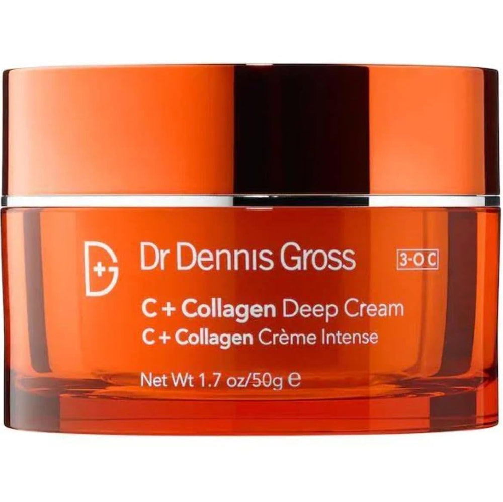 Dr Dennis Gross crema hidratante con vitamina C y ácido láctico, frasco con acabado luminoso para piel seca.