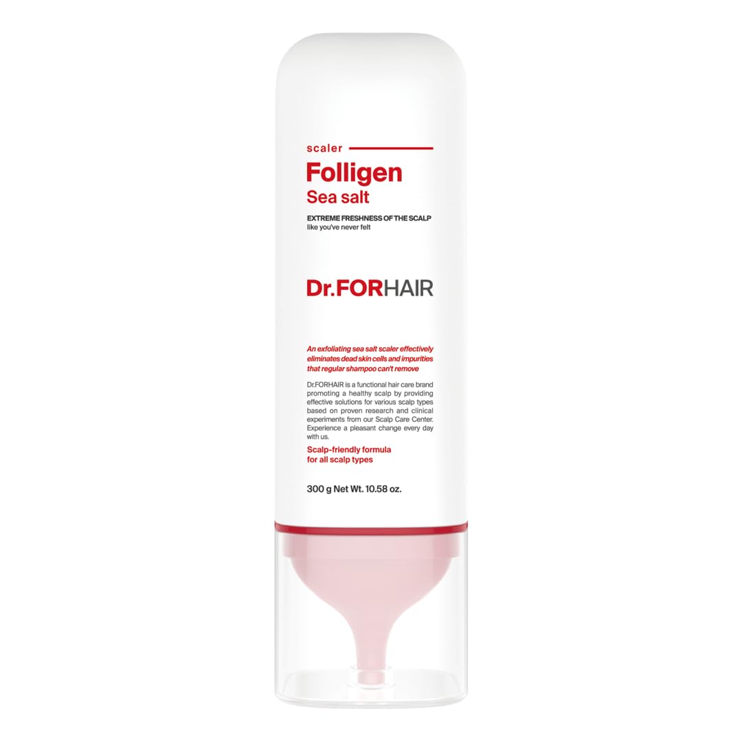 Dr.FORHAIR Folligen exfoliante de sal marina para cuero cabelludo, exfolia y limpia.