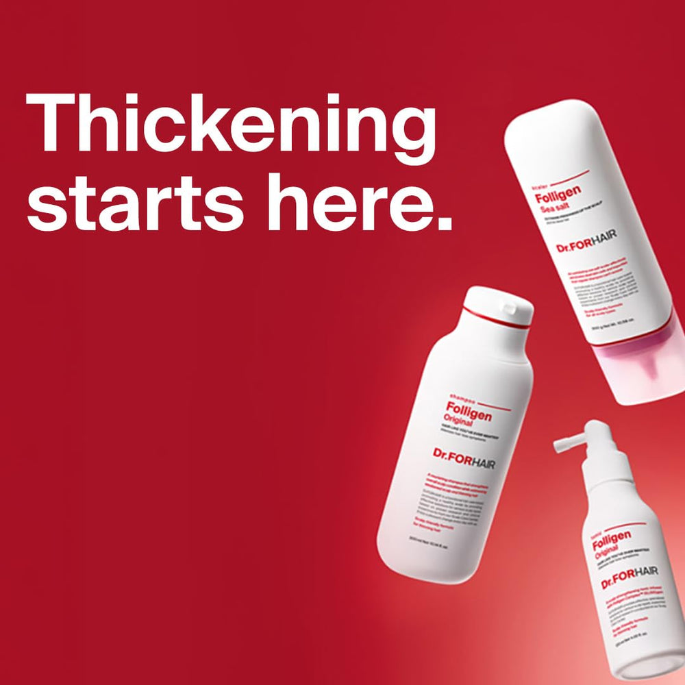 Dr.FORHAIR Folligen Shampooing – étiquette et flacon net favorisent une routine quotidienne.