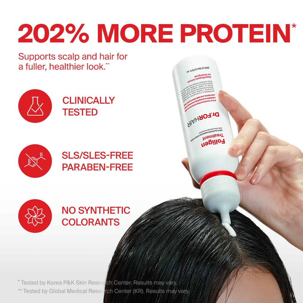 DR.FORHAIR Folligen: textura cremosa para nutrición suave y reparación de puntas.