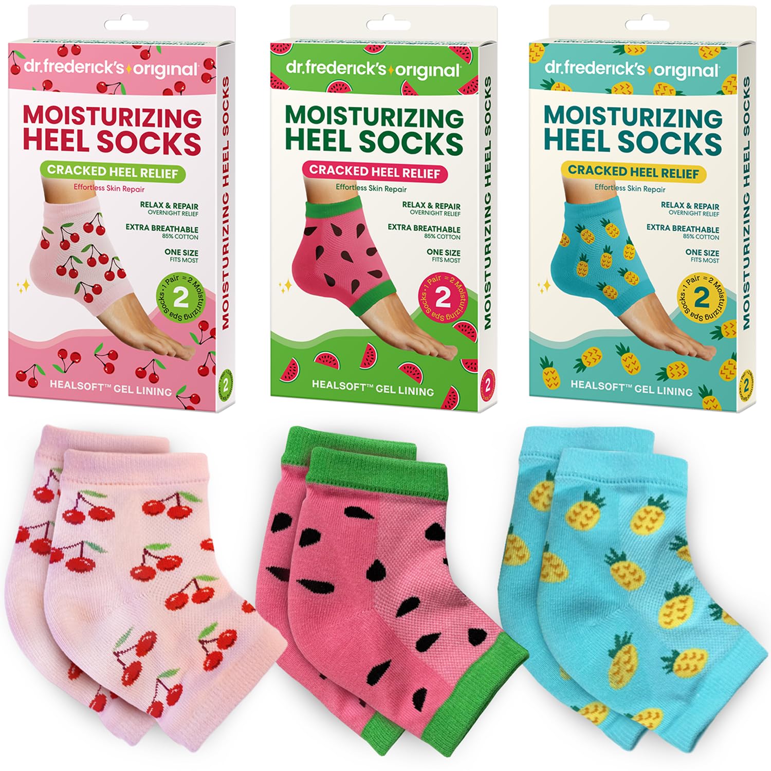 Dr. Frederick's Original chaussettes talons hydratants utilisées nocturne pour hydratation profonde